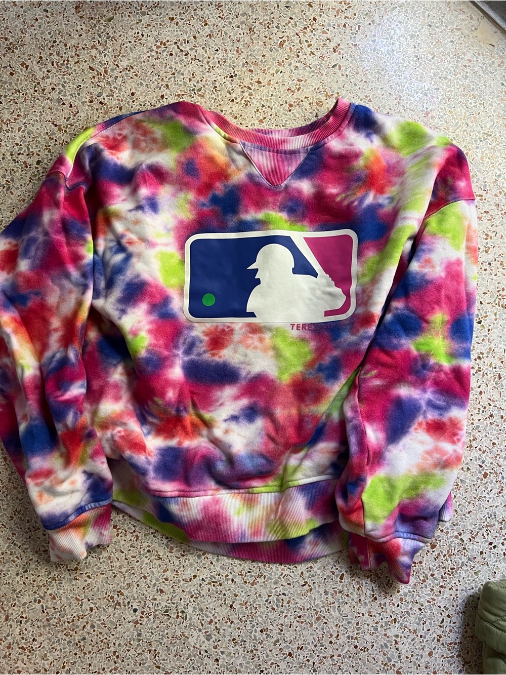 MLB terez Multicolor Tie-Dye Crewneck Sweatshirt - Pink, Blue, Green
